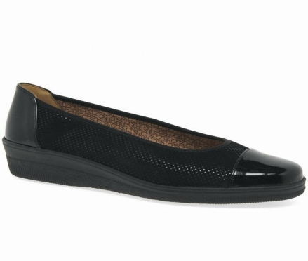 Gabor Petunia Patent Accent Low Wedge Dame Svarte | NO0001378