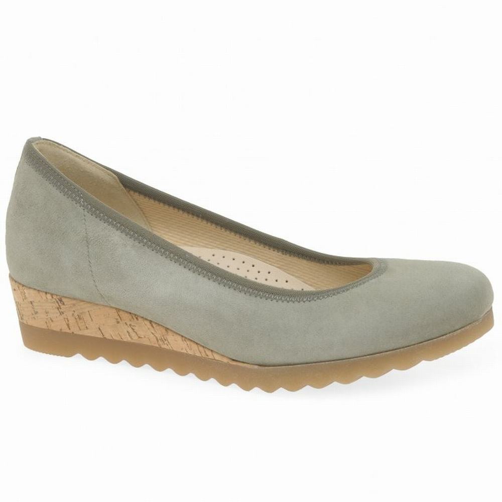 Gabor Epworth Low Wedge Dame Olivengrønne | NO0001372