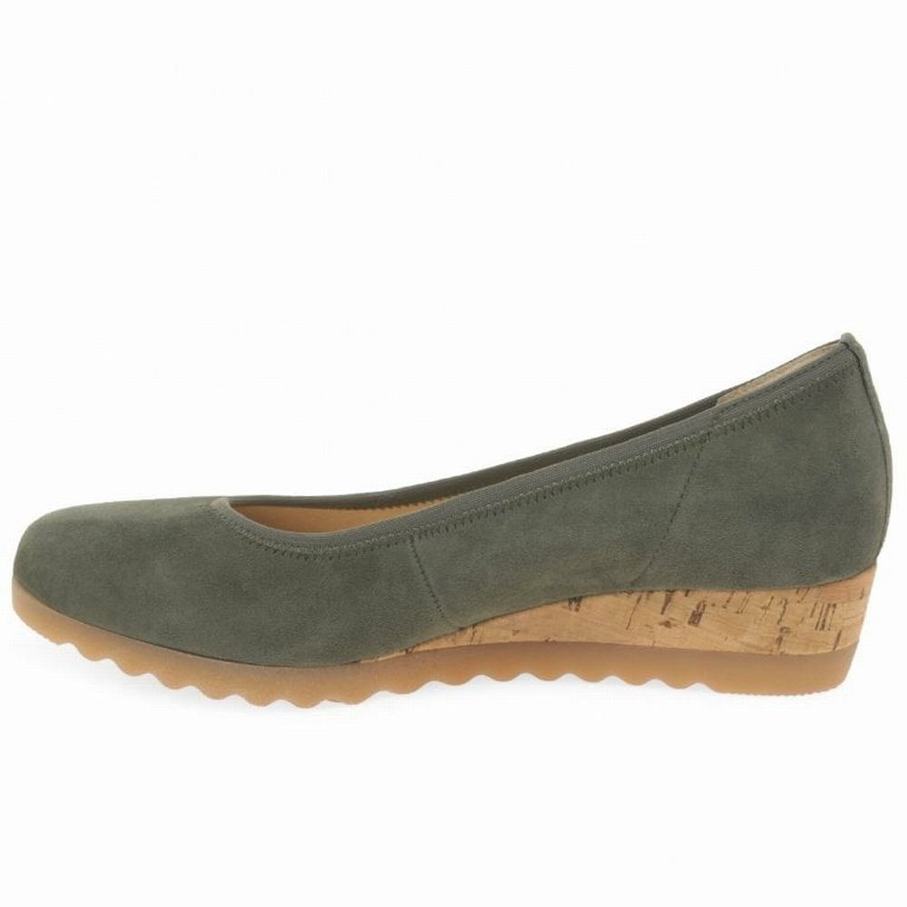 Gabor Epworth Low Wedge Dame Olivengrønne | NO0001373