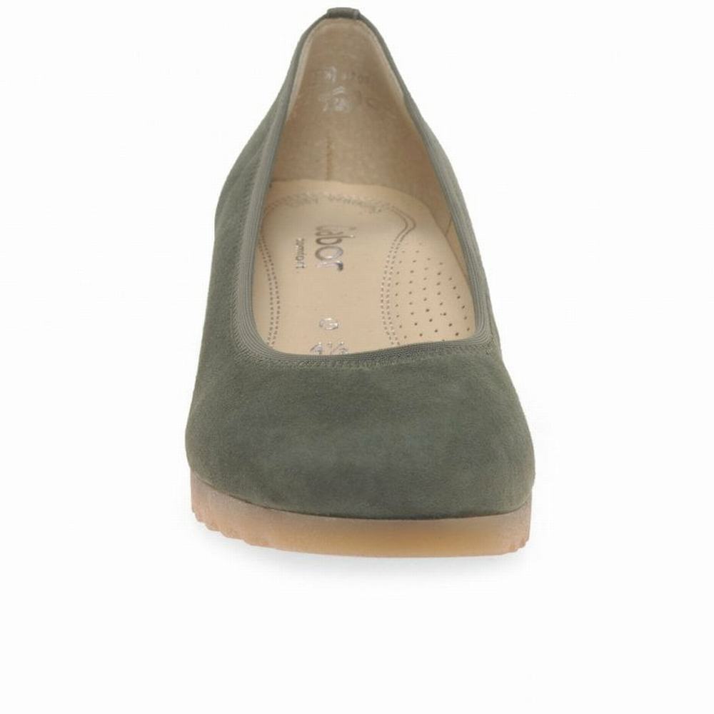 Gabor Epworth Low Wedge Dame Olivengrønne | NO0001373