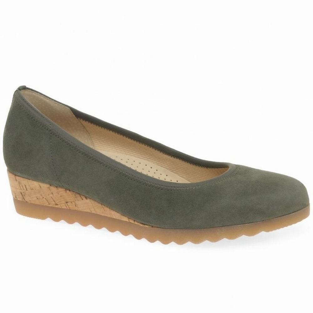 Gabor Epworth Low Wedge Dame Olivengrønne | NO0001373