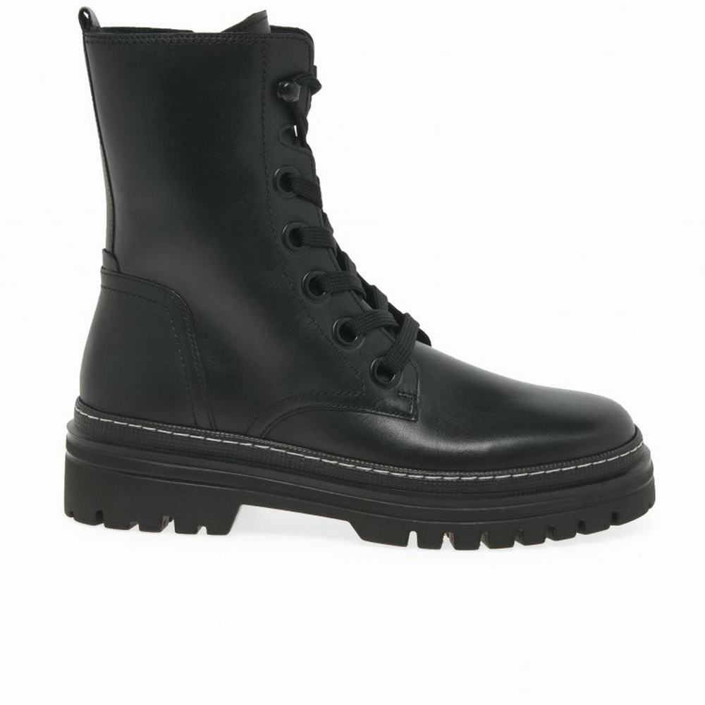 Gabor Genoa Military Boots Ankelstøvletter Dame Svarte Hvite | NO0004596