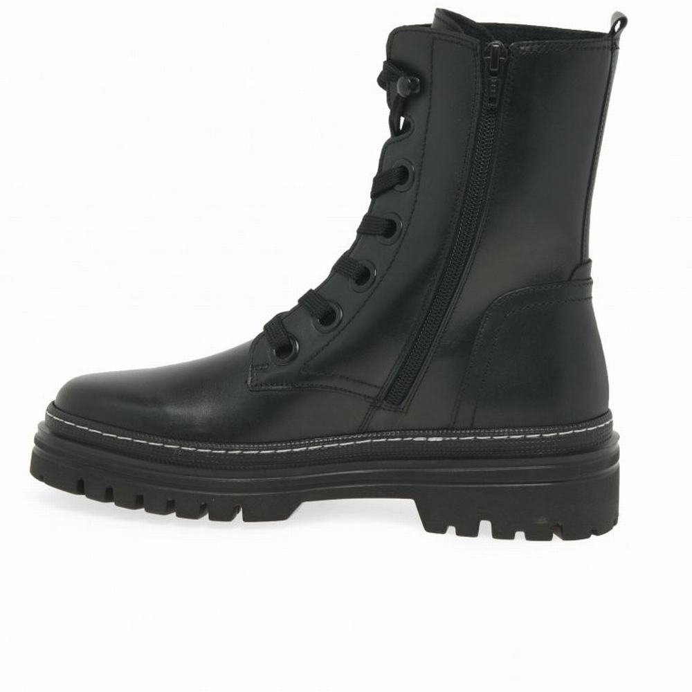 Gabor Genoa Military Boots Ankelstøvletter Dame Svarte Hvite | NO0004596