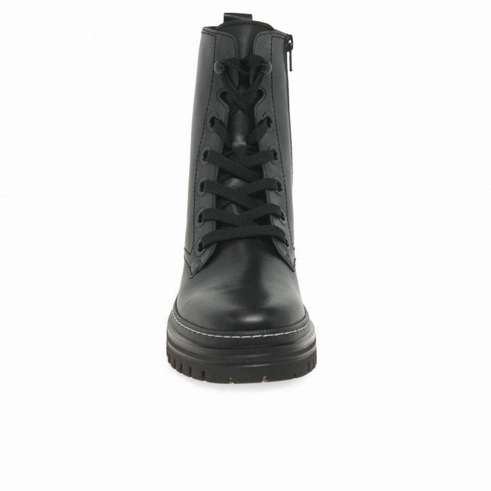 Gabor Genoa Military Boots Ankelstøvletter Dame Svarte Hvite | NO0004596