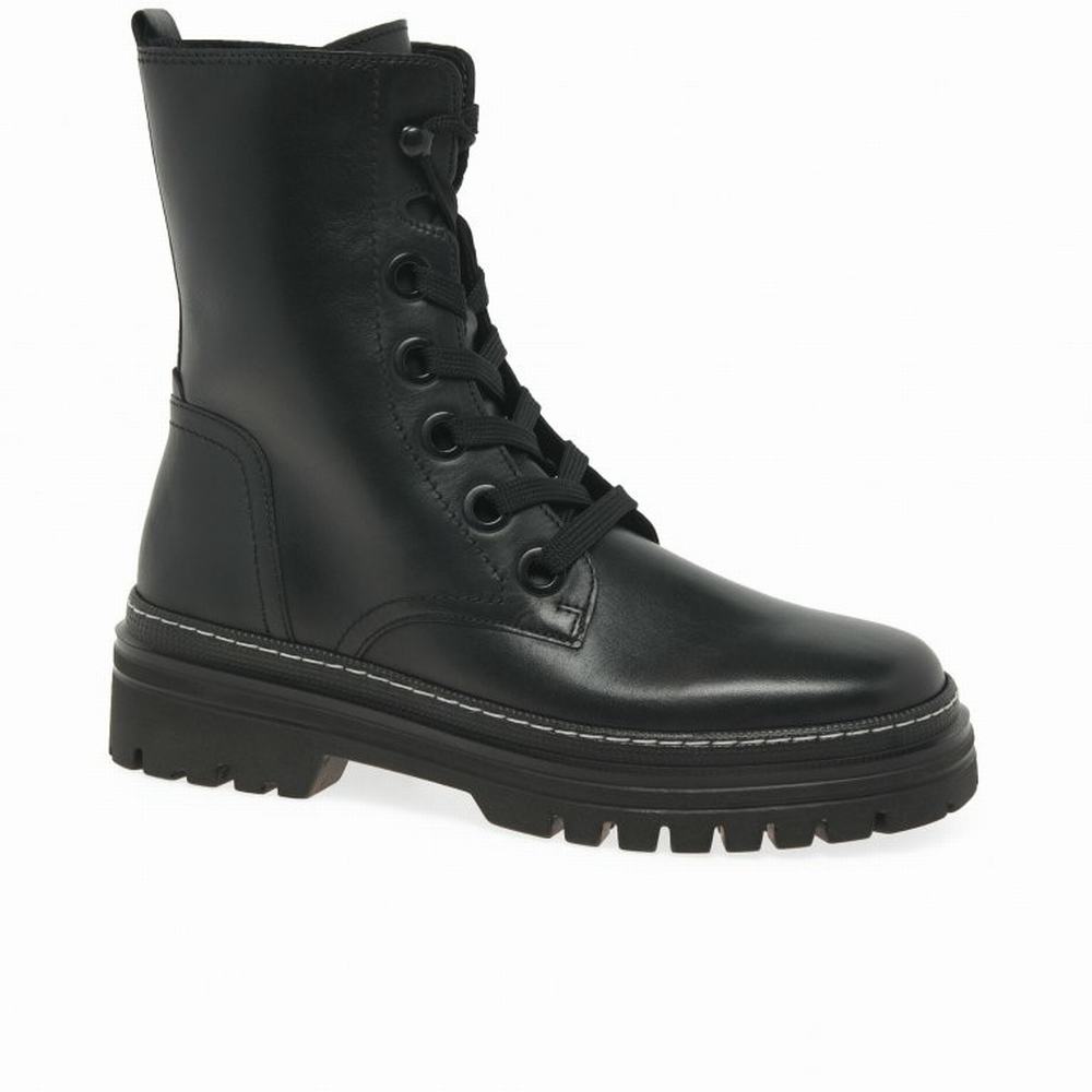 Gabor Genoa Military Boots Ankelstøvletter Dame Svarte Hvite | NO0004596