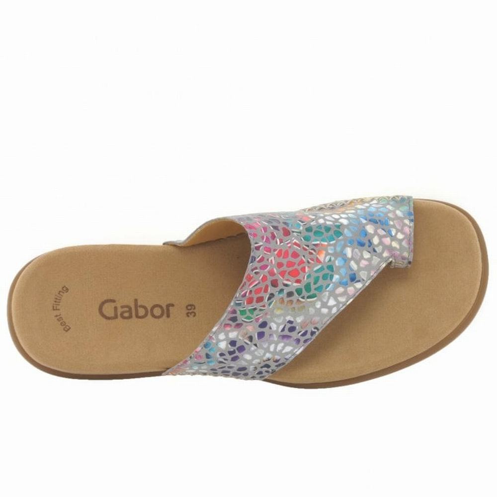 Gabor Lanzarote Printed Tå Loop Mules Sko Dame Grå Blomster | NO0002965