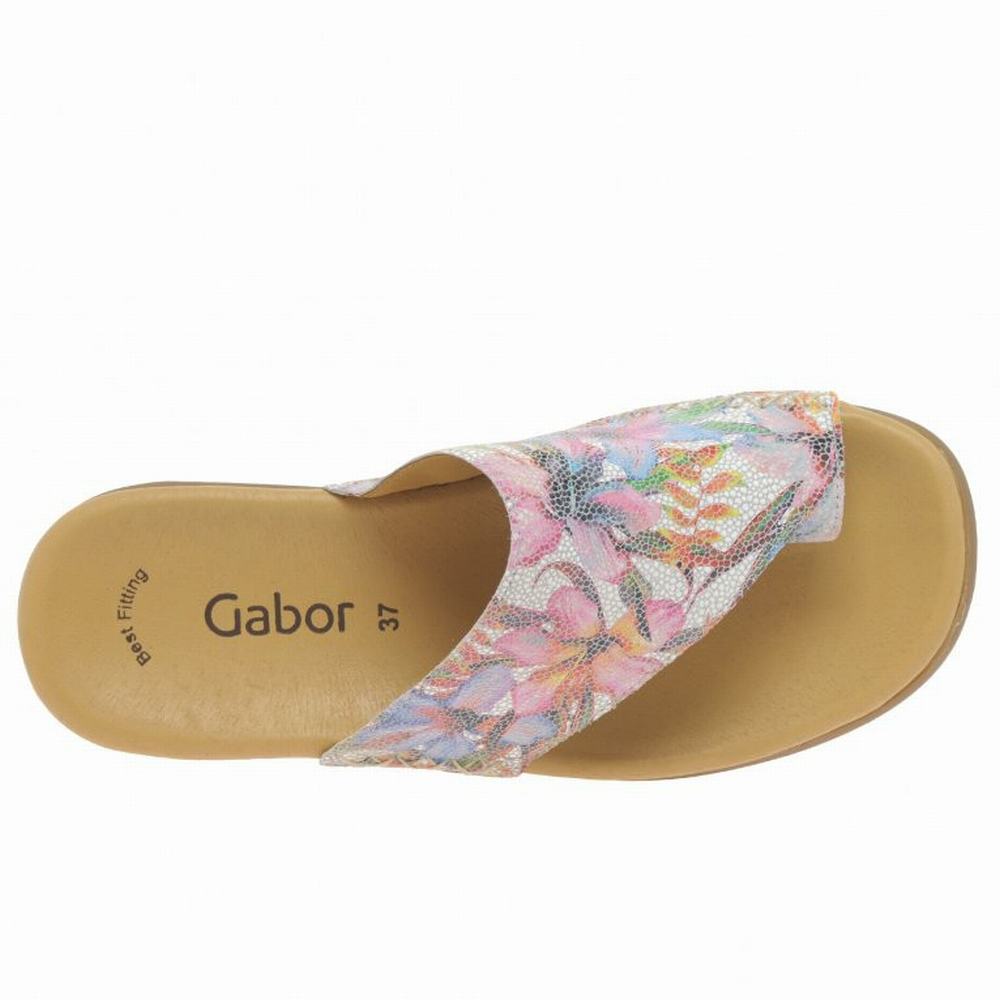 Gabor Lanzarote Printed Tå Loop Mules Sko Dame Blomster | NO0002966