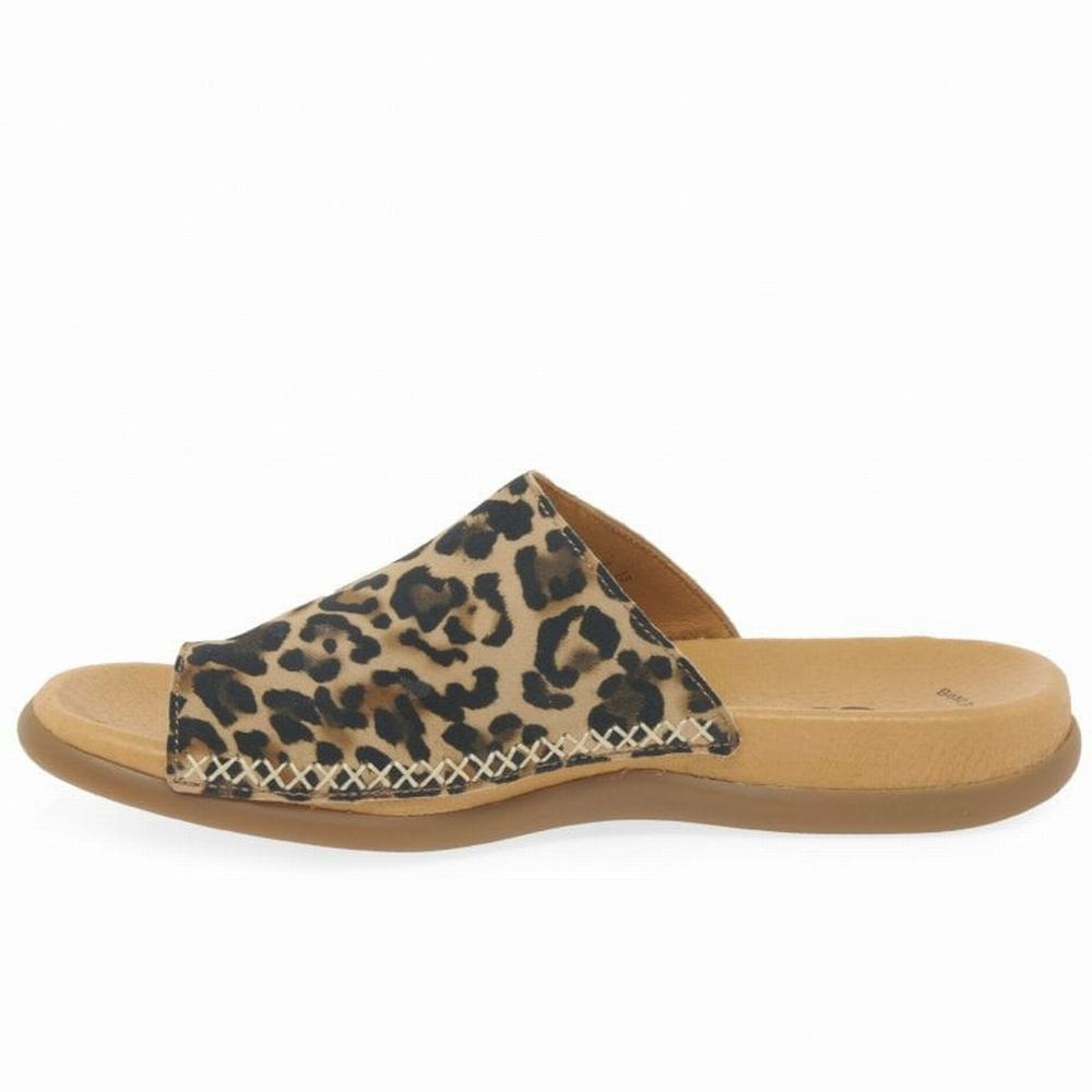 Gabor Lanzarote Printed Tå Loop Mules Sko Dame Beige Leopard | NO0002967