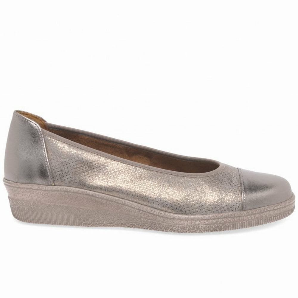 Gabor Petunia Patent Accent Low Wedge Dame Sliver | NO0001376