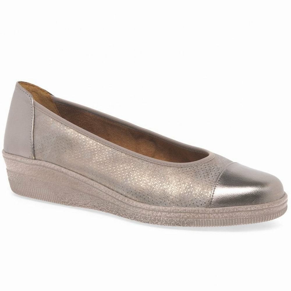 Gabor Petunia Patent Accent Low Wedge Dame Sliver | NO0001376