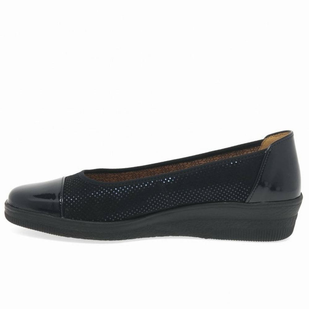 Gabor Petunia Patent Accent Low Wedge Dame Svarte | NO0001377