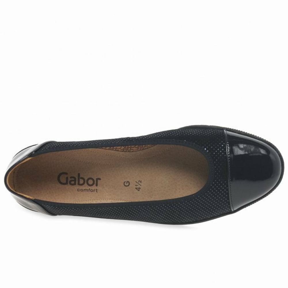 Gabor Petunia Patent Accent Low Wedge Dame Svarte | NO0001377