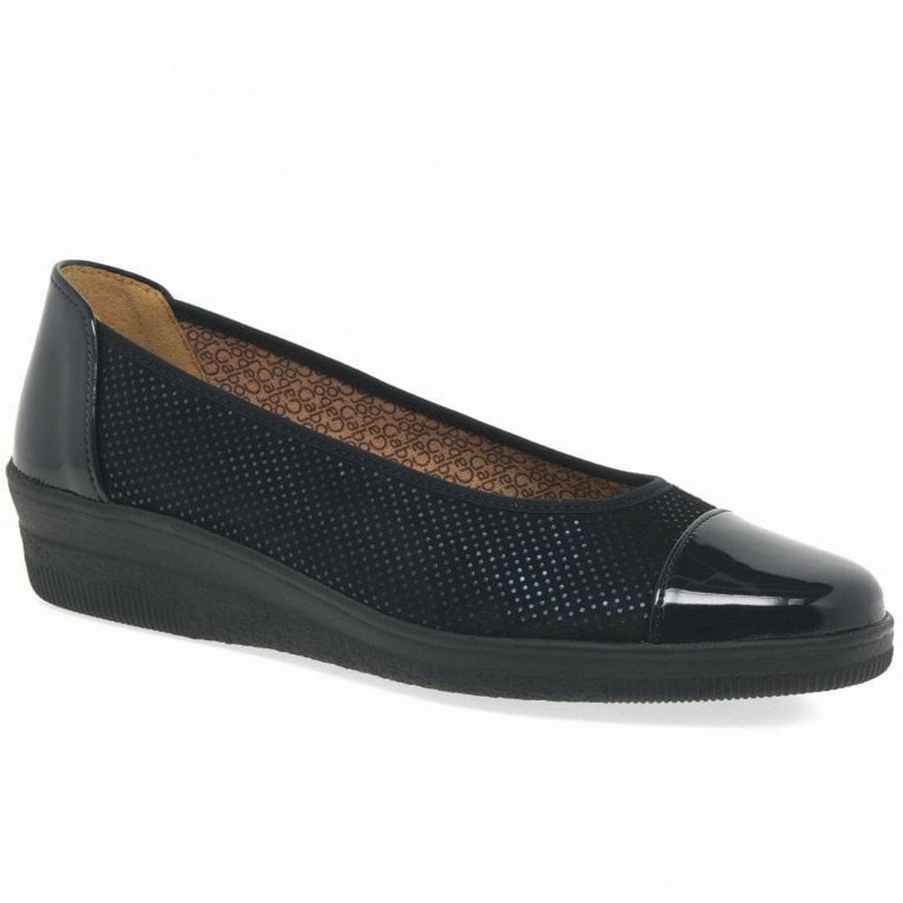 Gabor Petunia Patent Accent Low Wedge Dame Svarte | NO0001377