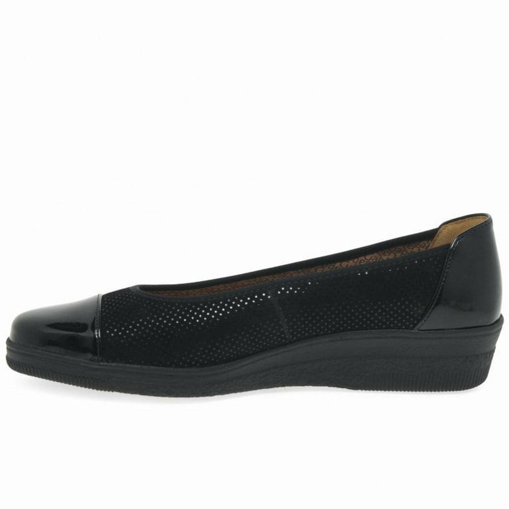 Gabor Petunia Patent Accent Low Wedge Dame Svarte | NO0001378