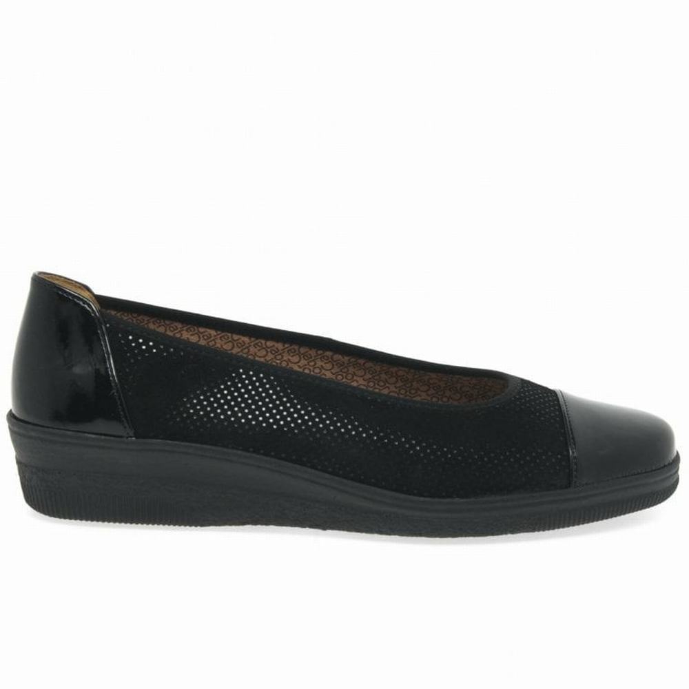 Gabor Petunia Patent Accent Low Wedge Dame Svarte | NO0001378