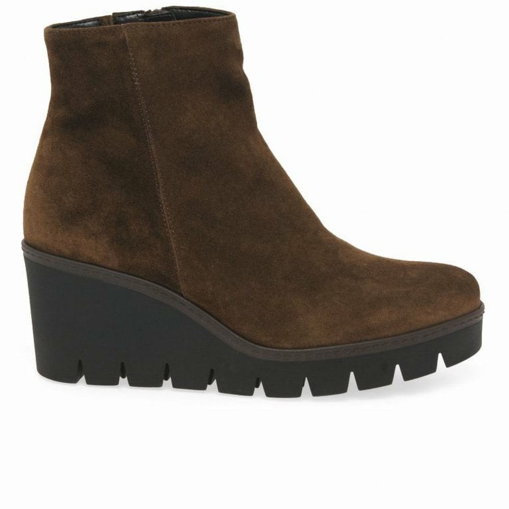 Gabor Utopia Chunky Wedge Heel Ankelstøvletter Dame Brune | NO0004622