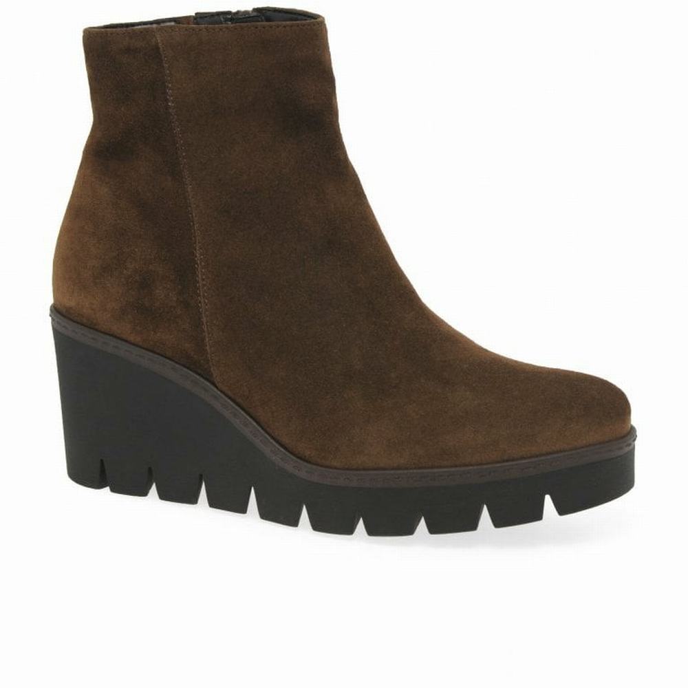 Gabor Utopia Chunky Wedge Heel Ankelstøvletter Dame Brune | NO0004622