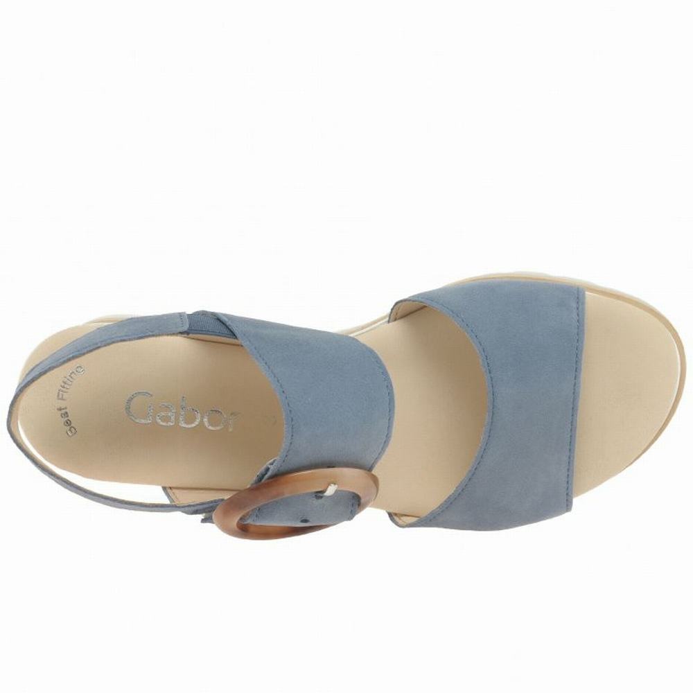 Gabor Yeo Heel Sandals Kilesandaler Dame Blå | NO0002178