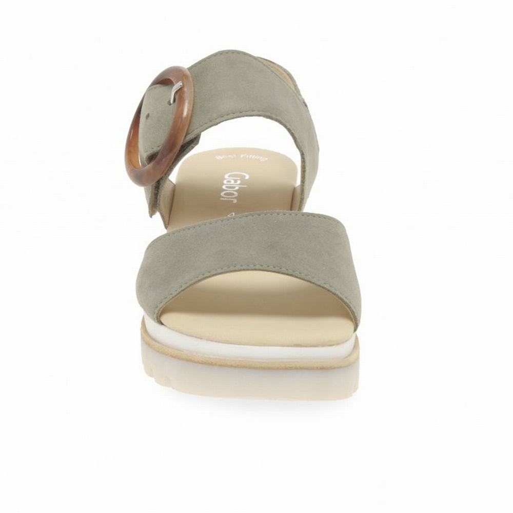 Gabor Yeo Heel Sandals Kilesandaler Dame Olivengrønne | NO0002179