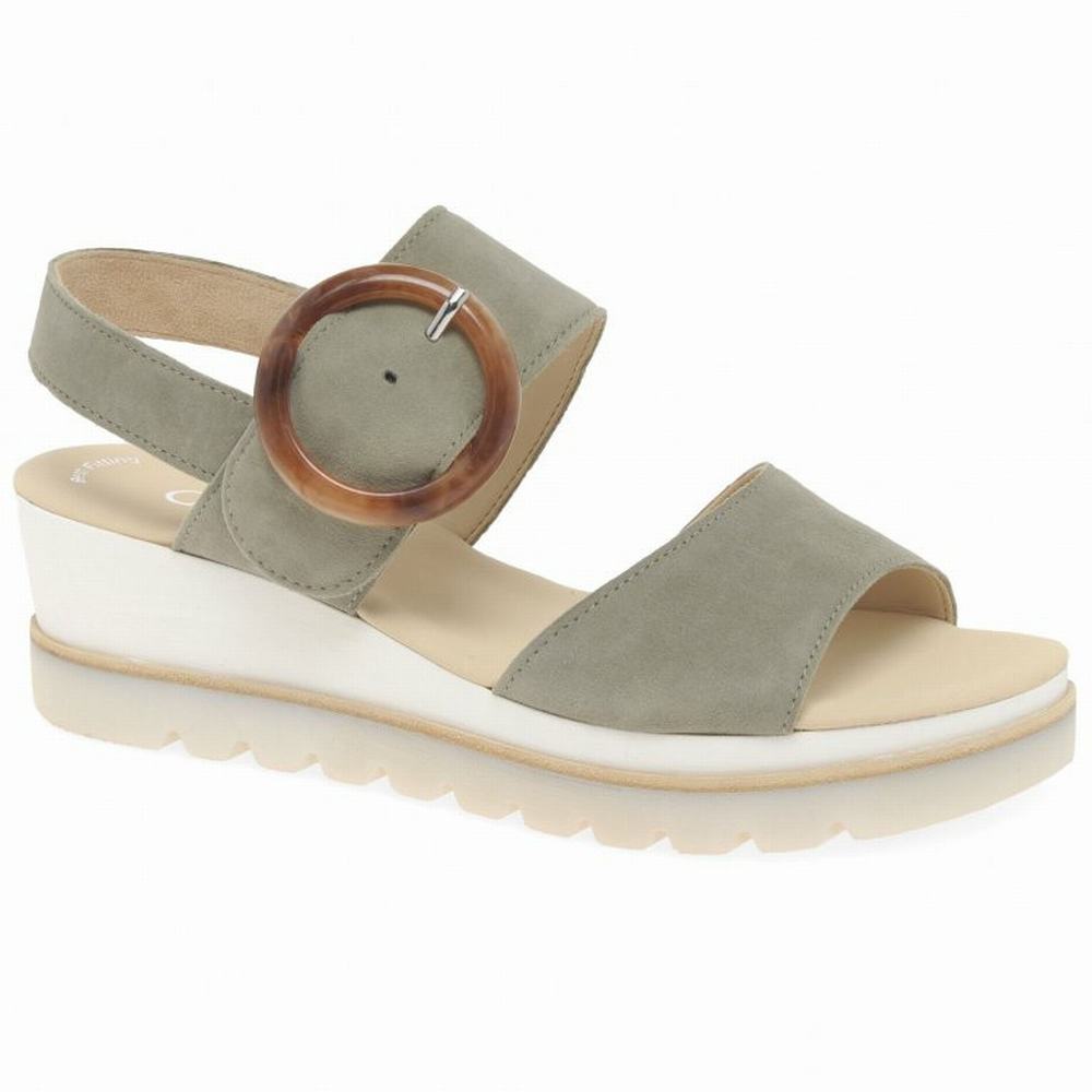 Gabor Yeo Heel Sandals Kilesandaler Dame Olivengrønne | NO0002179